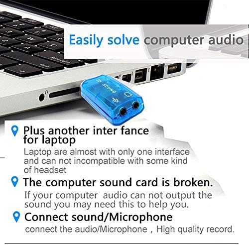 Simyong 5.1 USB Надворешен Стерео Звучен Адаптер За Windows И Mac со 3.5 mm Слушалки И Микрофон - Сина