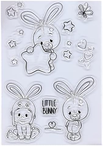 Ddoujoy Little Bunny Butterfly Star Среќна велигденска позадина, јасни марки за декорација на картички и DIY -белег 3022406