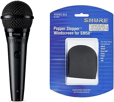 Динамичен микрофон Shure PGA58-рачен микрофон за вокал со кардиоидна шема за подигање, дискретен прекинувач за вклучување/исклучување,