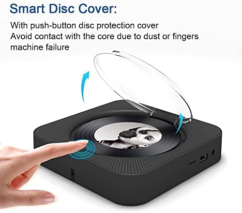 Micocious Portable CD -плеер со Bluetooth, Desktop CD плеер за домашни плеери со CD Mounted со далечински управувач, тајмер, двојни звучници за
